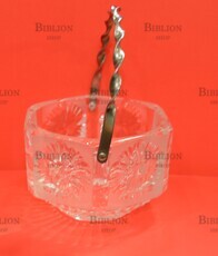 Ваза -конфетница СССР (Хрустальное стекло,металлическая  ручка мельхиор ) - Biblion.shop 