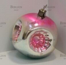 Шар  "Прожектор" розовый  (малый),ёлочная игрушка (Стекло СССР) - Biblion.shop 