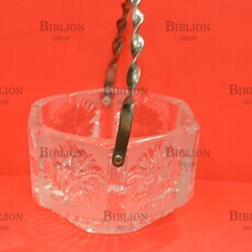 Ваза -конфетница СССР (Хрустальное стекло,металлическая  ручка мельхиор ) - Biblion.shop 